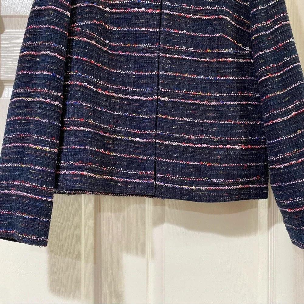 Talbots Factory Navy Rainbow‎ Confetti Tweed Jacket Size 12